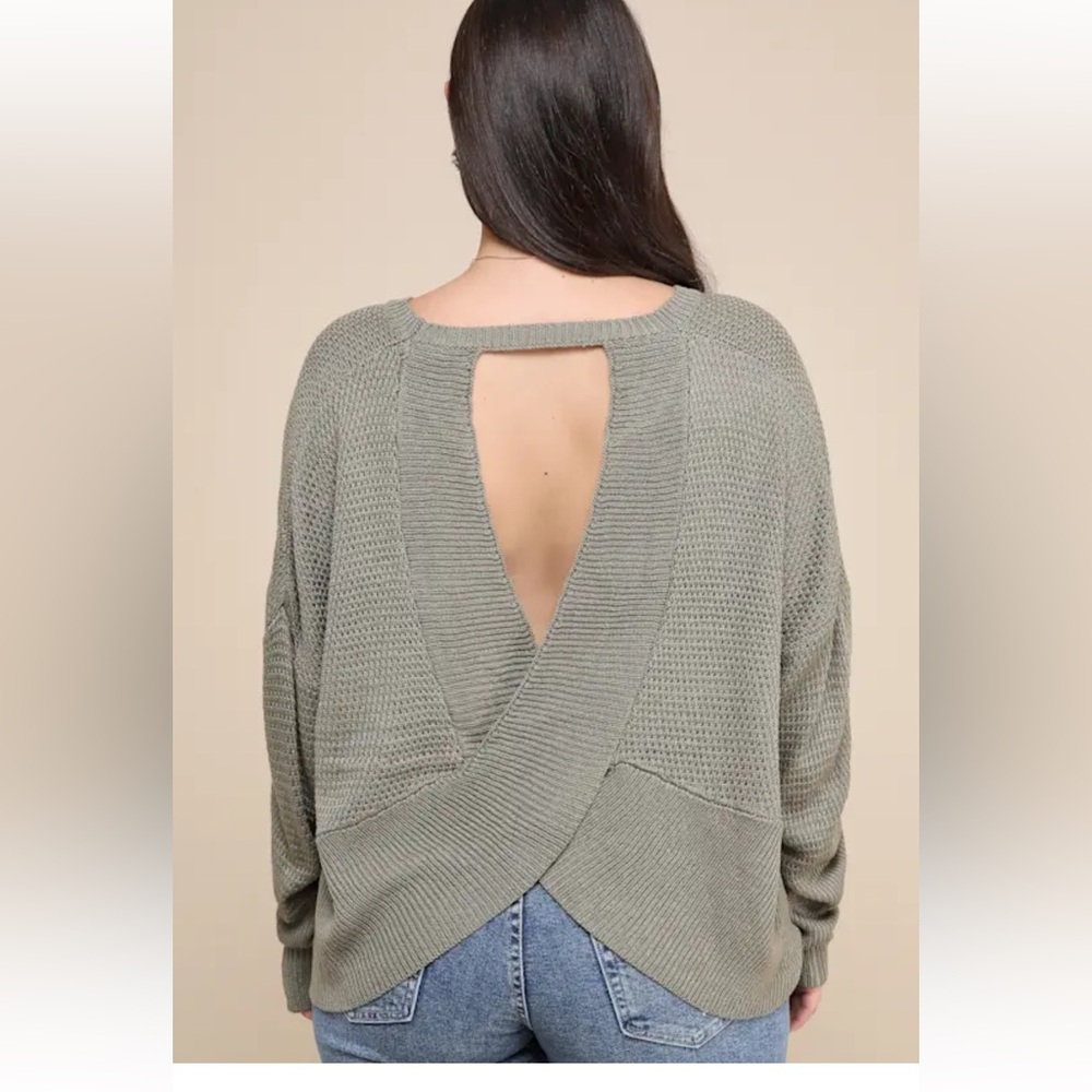 Lulu's Sage Green Crew Neck Sweater XL - Picture 2 of 7